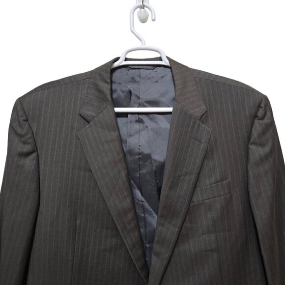 Hickey Freeman Vintage Gray Pinstripe Boardroom Single Breasted Blazer Sz 48L - Picture 3 of 11